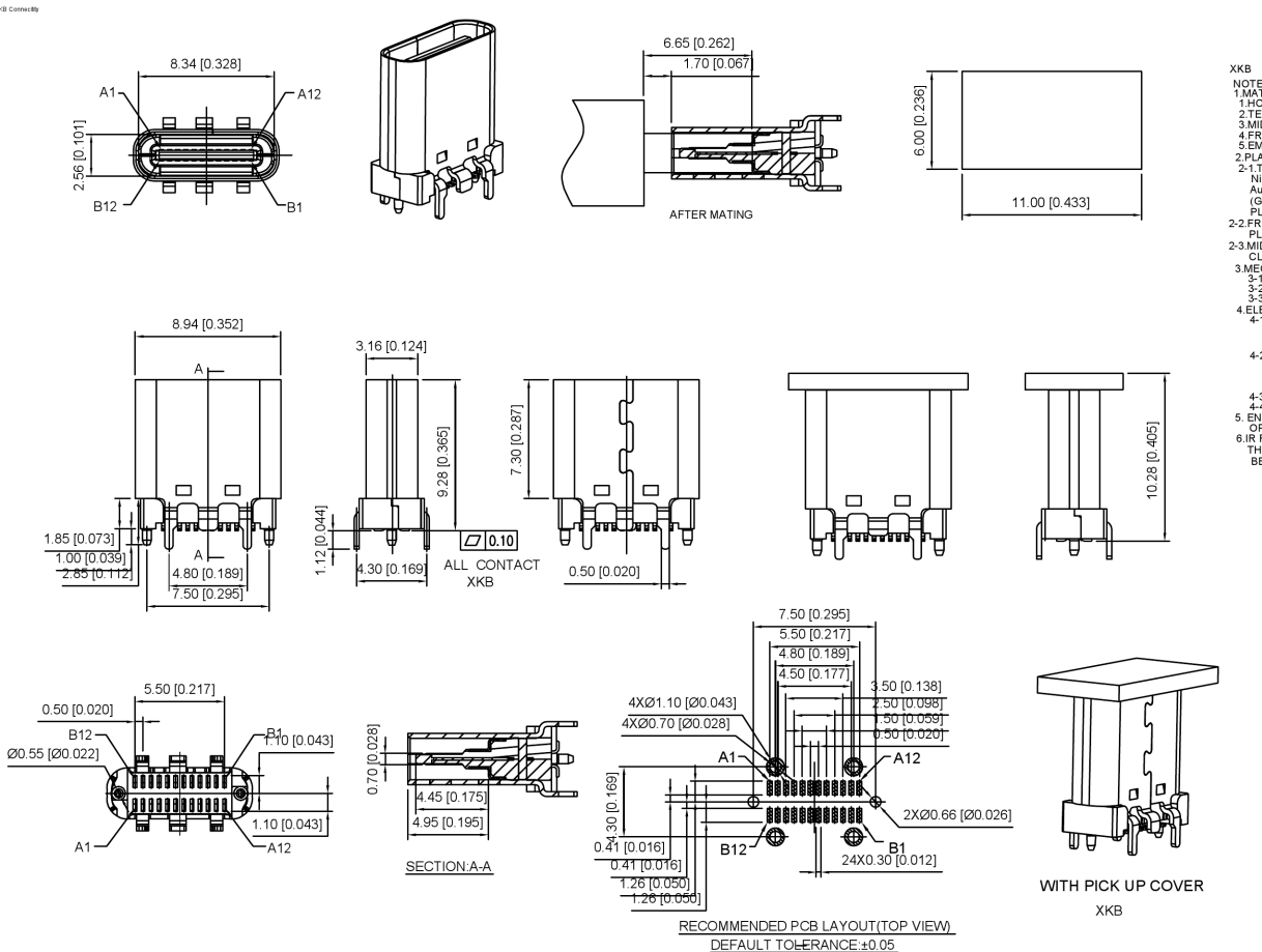 3.1TYPE-C連接器 母座24P直立式SMT,H=9.3-3