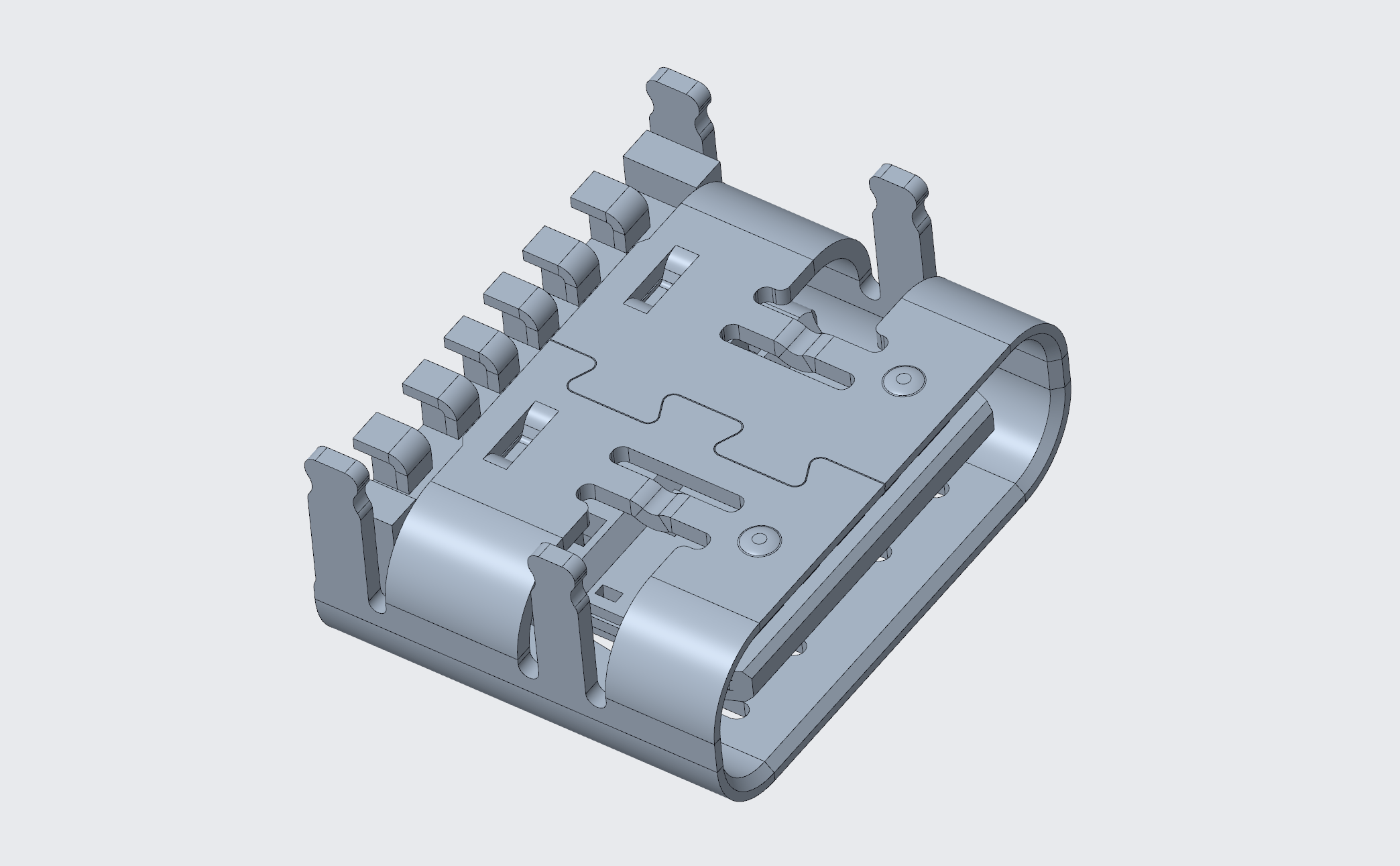 3.1TYPE-C連接器 母座6P 板上型(有彈)不銹鋼殼-4