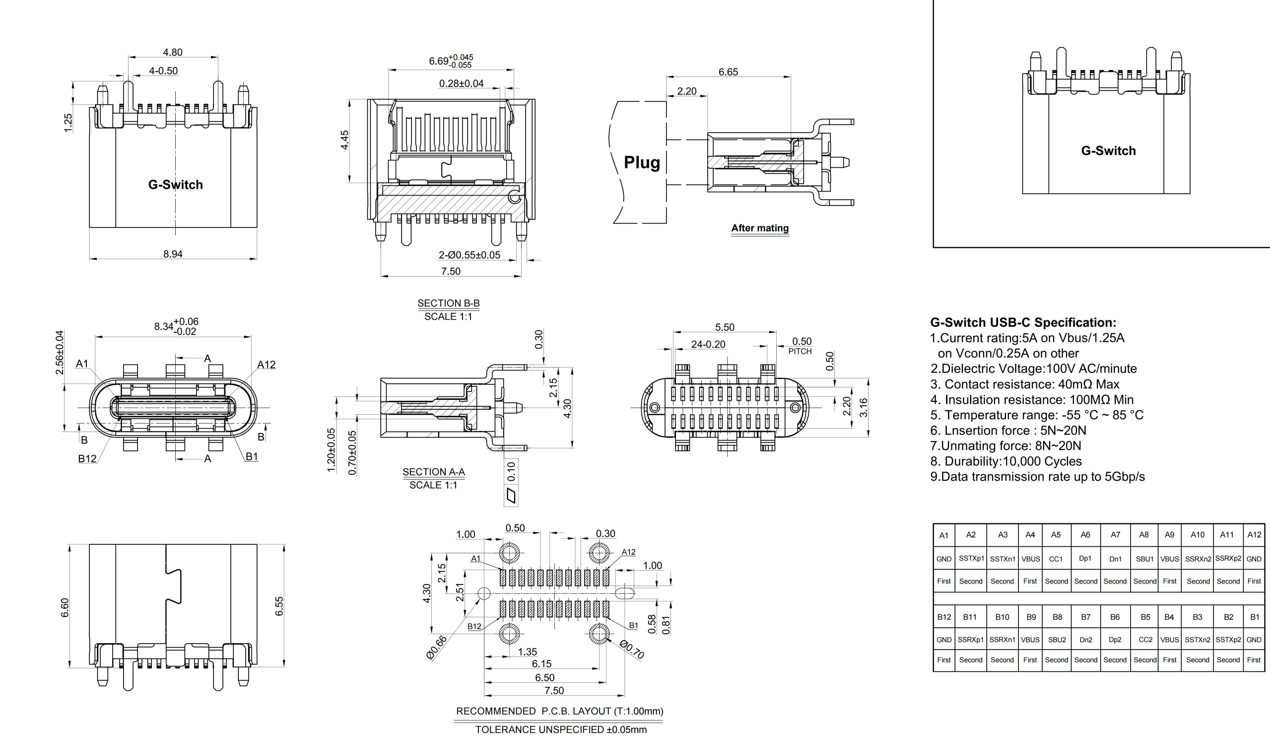 立貼直插\[立貼]Type-C 母24P-USB 3.1-H6.55-3