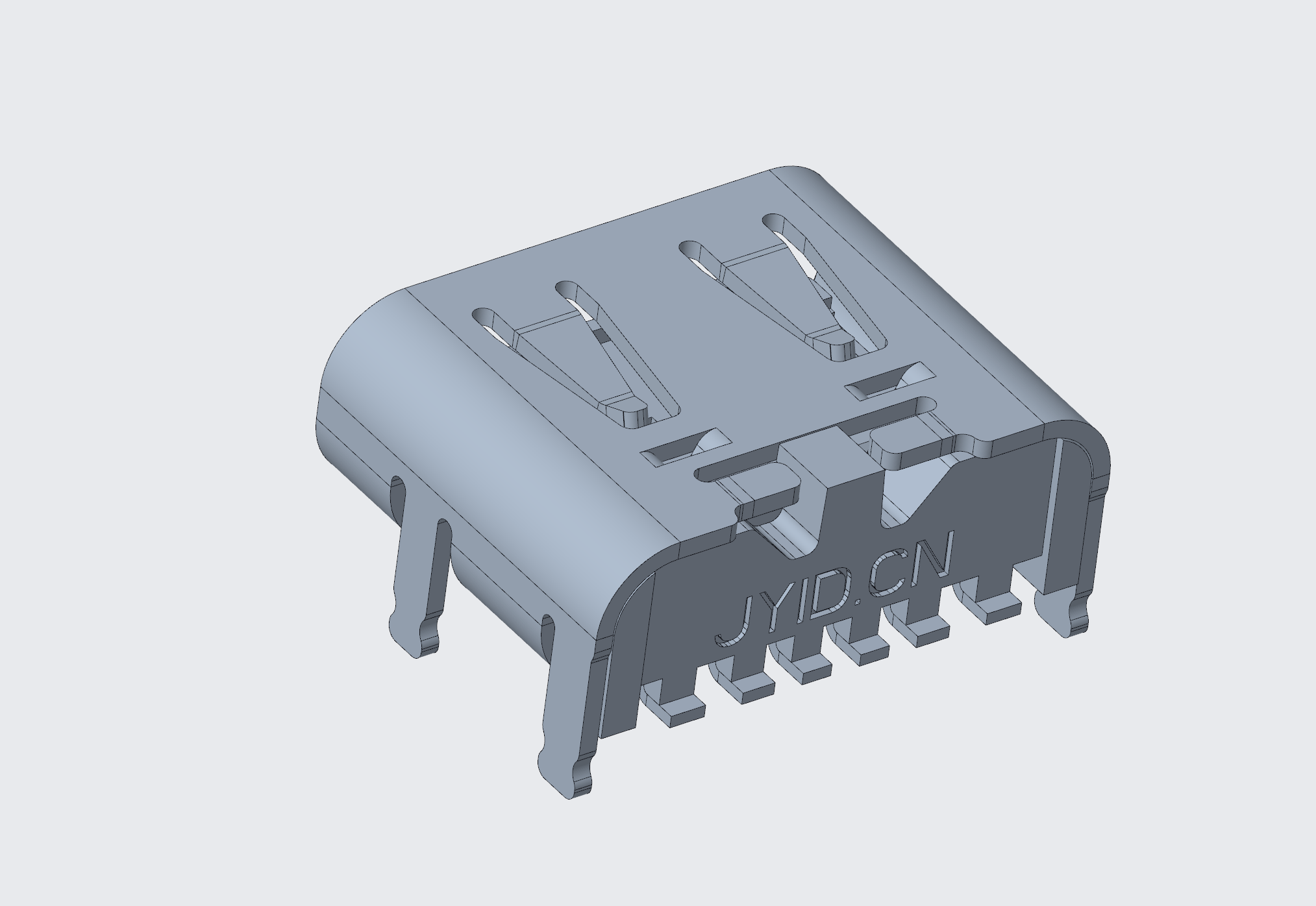 3.1TYPE-C連接器 母座6P 板上型(有彈)不銹鋼殼-3