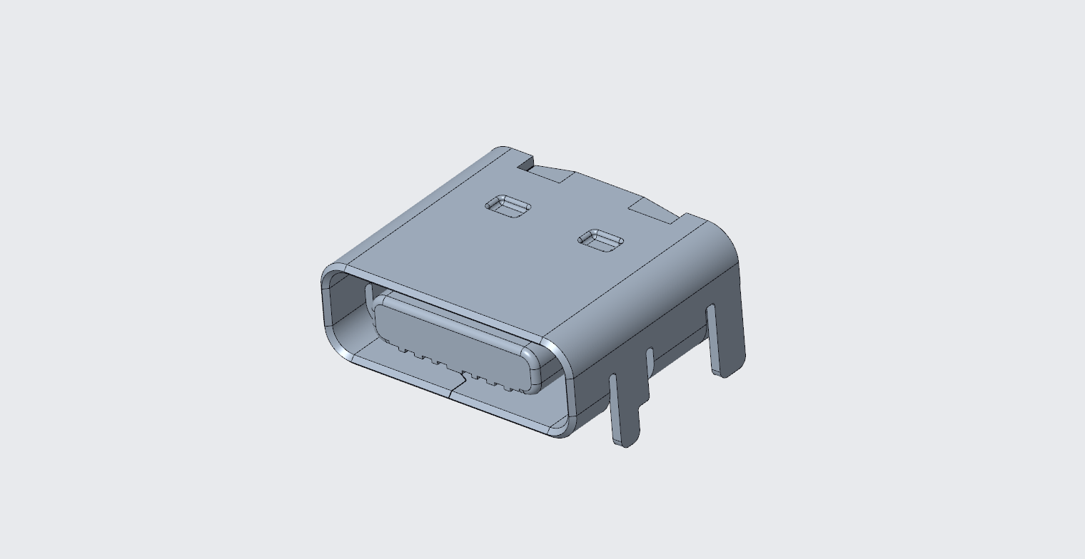 ?3.1TYPE-C連接器 母座16P四腳插板,三模 鎳不銹鋼 貼片,5A插拔1萬,電鍍1U黑色-2