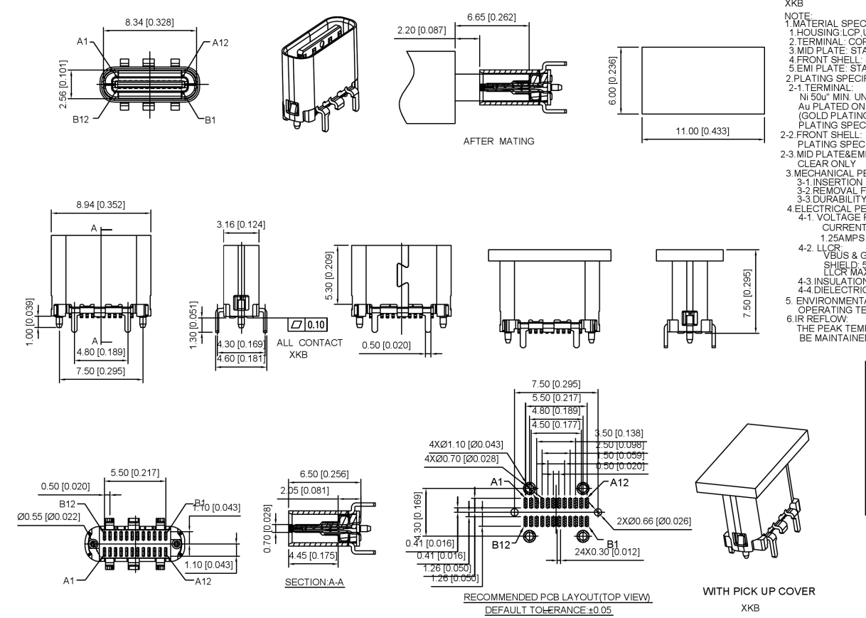 3.1TYPE-C連接器 母座24P直立式 SMT,H=6.5-5