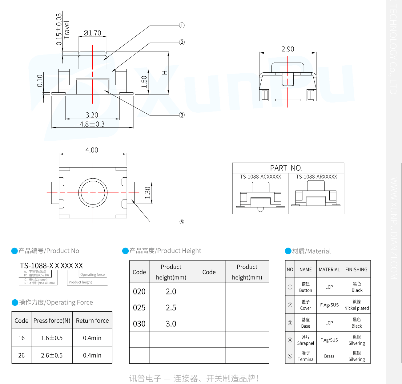 4x3x2mm 立貼 輕觸開關(guān)-5